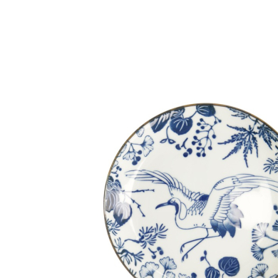Plate Flora Japonica Crane Blue/White, Porcelain, Ø 20.6 × 2.2 cm, Item No. 16718