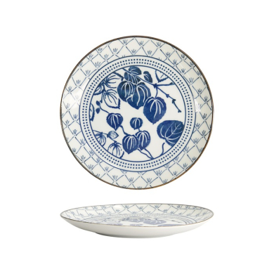 Tokyo Design Studio Plate Flora Japonica Ivy Blue/White, Porcelain, Ø 20.6 × 2.2 cm
