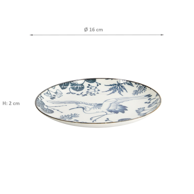 TDS, Teller, Flora Japonica, Crane, Ø 16 x 2 cm - Art Nr: 16849