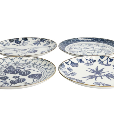 Plate Set Flora Japonica Blue/White in a gift box, 4 pcs., Porcelain, Ø 20.6 × 2.2 cm, Item No. 16852