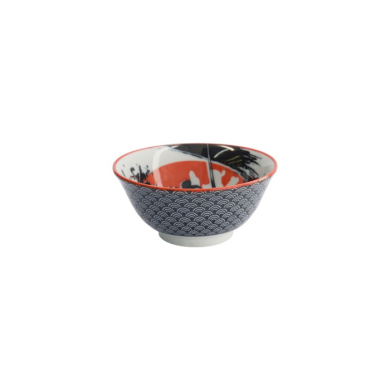 Rice Bowl Asakusa Samurai White/Red/Black, Porcelain, Ø 14.8 × 7 cm, 550 ml, Item No. 16854