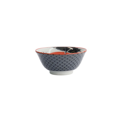 Rice Bowl Asakusa Samurai White/Red/Black, Porcelain, Ø 14.8 × 7 cm, 550 ml, Item No. 16854