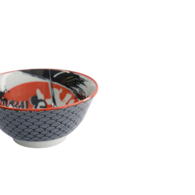 Rice Bowl Asakusa Samurai White/Red/Black, Porcelain, Ø 14.8 × 7 cm, 550 ml, Item No. 16854
