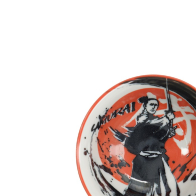 Rice Bowl Asakusa Samurai White/Red/Black, Porcelain, Ø 14.8 × 7 cm, 550 ml, Item No. 16854