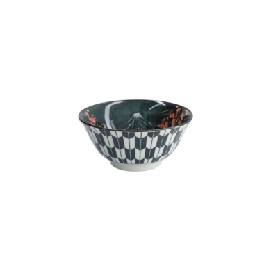 Rice Bowl Asakusa Kabuki White/Red/Black, Porcelain, Ø 14.8 × 7 cm, 550 ml, Item No. 16856