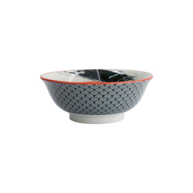Ramen Bowl Asakusa Samurai White/Red/Black, Porcelain, Ø 20.5 × 8 cm, 1.25 l, Item No. 16857