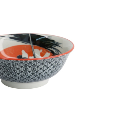 Ramen Bowl Asakusa Samurai White/Red/Black, Porcelain, Ø 20.5 × 8 cm, 1.25 l, Item No. 16857