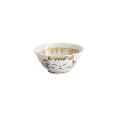 Rice Bowl Fuku Cat Neko Kawaii Pink, Porcelain, Ø 15 × 7 cm, 500 ml, Item No. 16898