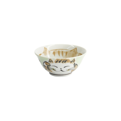 Rice Bowl Fuku Cat Neko Kawaii Green, Porcelain, Ø 15 × 7 cm, 500 ml, Item No. 16901