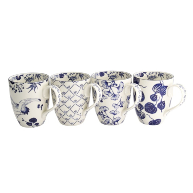 Mug Set Flora Japonica Blue in a gift box, 4 pcs., Porcelain, Ø 8.5 × 10.2 cm, 380 ml, Item No. 16975