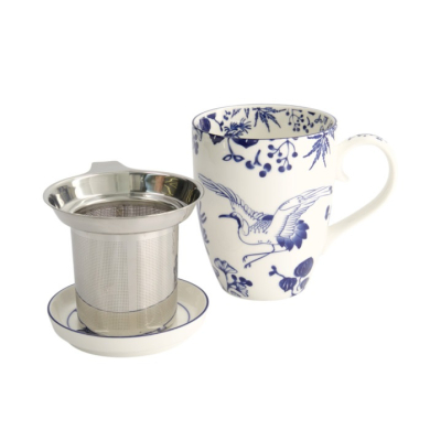 Mug Flora Japonica Crane Blue in Gift Box, Porcelain, 380 ml, Item No. 16978