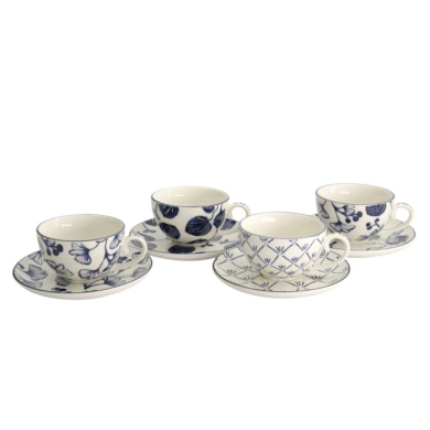 Cup and Saucer Set Flora Japonica Blue in a gift box, 8 pcs., Porcelain, 250 ml, Item No. 16980