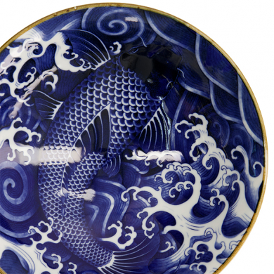 TDS, Japonism, Bowl, Blue, Ø 25.2 x 7.7 cm, Carp - Item No: 17108