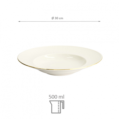 TDS, Pasta Plate, Nippon White, Lines,  Ø 30 x 11.5 cm 500 ml - Item No. 17151