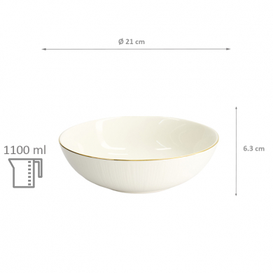 TDS, Bowl, Nippon White, Lines, Ø 21 x 6.3 cm - Item No. 17164