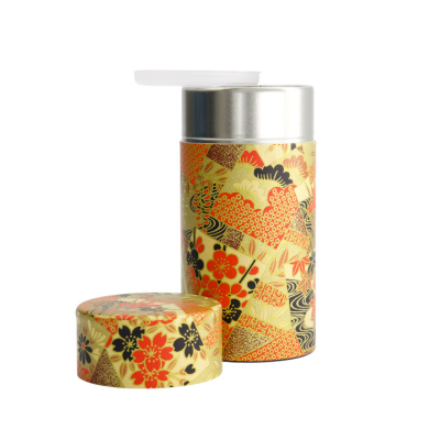 TDS, Tea Container S.S., 7.4x15.5cm, 200gr, Red/Gold Flower, item No.: 17322