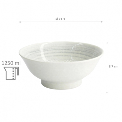 TDS, Ramen Bowl, Mixed Bowls, Masamura Seikaiha White, Ø 21.3 x 8.7 cm 1250 ml - Item No. 17436