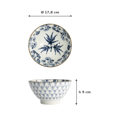 Reisschale Flora Japonica Maple Blau/Weiß, Porzellan, Ø 17,8 × 9 cm, 950 ml, Art.-Nr. 17593