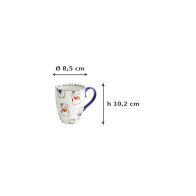 Mug Kawaii Lucky Cat Classic White in Gift Box, Porcelain, Ø 8.5 × 10.2 cm, 380 ml, Item No. 17619