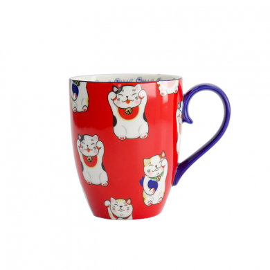 TDS, Kawaii Lucky Cat Mug with Giftbox, Red Classic Cat, Ø 8.5x10.2cm 380ml , Item No. 17628