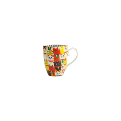 Mug Kawaii Multi Cat Multicolour in Gift Box, Porcelain, Ø 8.5 × 10.2 cm, 380 ml, Item No. 17742
