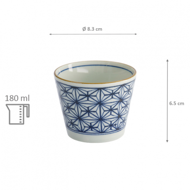 TDS, Straight Cup, Japan Kosome, Ø 8.3 x 6.5 cm 180 ml, Blue/White, Item No. 17837