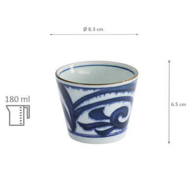 TDS, Gerade Becher, Japan Aisomon, Ø 8,3 x 6,5 cm 180 ml, Blau/Weiß, Art.-Nr. 17842