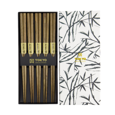 TDS, Chopstick Set, Bamboo White, 5 pair, 22,5 cm, Item No. 17949