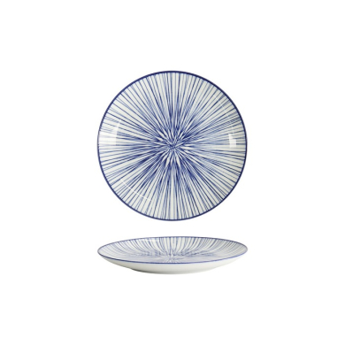 Tokyo Design Studio Plate Nippon Blue Lines Blue/White, Porcelain, Ø 16 × 2 cm