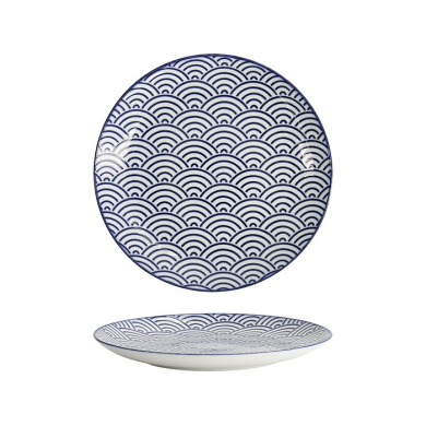 Tokyo Design Studio Plate Nippon Blue Waves Blue/White, Porcelain, Ø 20.6 × 2.2 cm