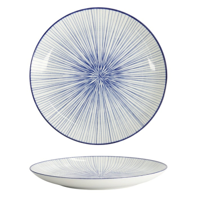 Tokyo Design Studio Teller Nippon Blue Lines Blau/Weiß, Porzellan, Ø 25,7 × 3 cm