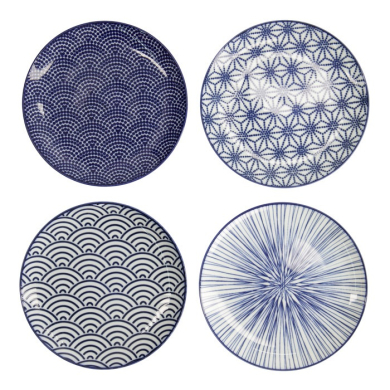 Teller-Set Nippon Blue Blau/Weiß, 4-tlg., Porzellan, Ø 16 × 2 cm, Art.-Nr. 17958