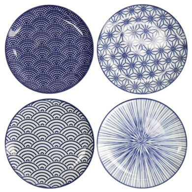 Teller-Set Nippon Blue Blau/Weiß, 4-tlg., Porzellan, Ø 20,6 × 2,2 cm, Art.-Nr. 17959
