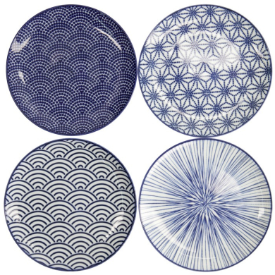Teller-Set Nippon Blue Blau/Weiß, 4-tlg., Porzellan, Ø 25,7 × 3 cm, Art.-Nr. 17960