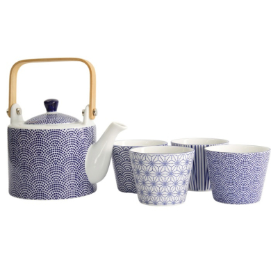 Tea Set Nippon Blue Blue/White, 5 pcs., Porcelain, 180 ml, Item No. 17990