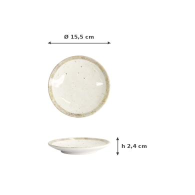 Plate White, Melamine, Ø 15.5 × 2.4 cm, Item No. 18230