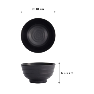 Reisschale Schwarz, Melamin, Ø 18 × 9,5 cm, 1 l, Art.-Nr. 18236