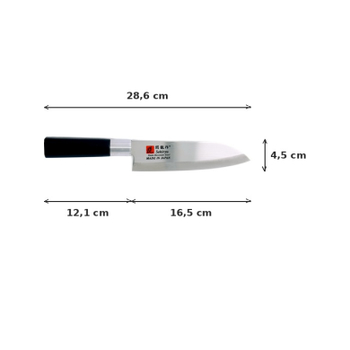 Santoku-Messer (Allzweckmesser) Sekiryu, rostfreier Messerstahl, Klinge 16,5 cm, Griff aus ABS-Kunststoff, Art.-Nr. 18287
