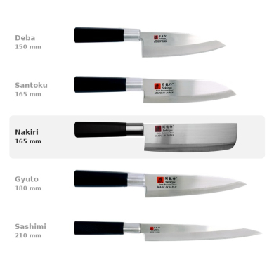 Nakiri Knife (Vegetable Knife) Sekiryu, Stainless Knife Steel, blade 16.5 cm, black ABS plastic handle, Item No. 18288