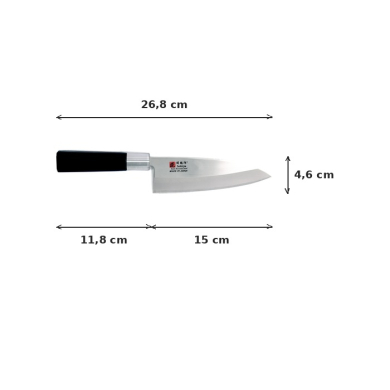 Deba-Messer (Fleischmesser) Sekiryu, rostfreier Edelstahl, Klinge 15 cm, Griff aus schwarzem ABS-Kunststoff, Art.-Nr. 18289