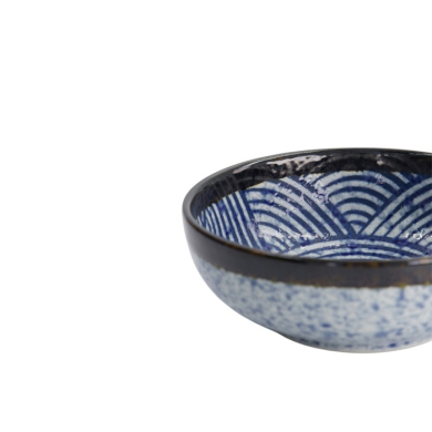 Reisschale Aisai Seigaiha Blau, Steinzeug, Ø 15,3 × 5,5 cm, 550 ml, Art.-Nr. 18686
