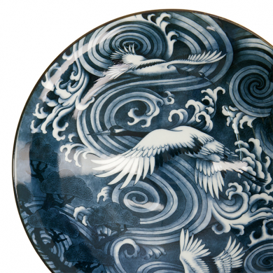 TDS, Japonism, Bowl, Darkgrey, Ø 25.2 x 7.7 cm, Crane - Item No: 18688