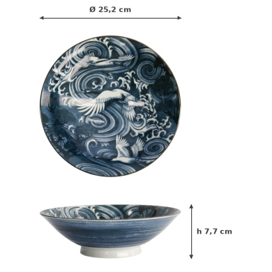 Schale Japonism Crane Dunkelgrau, Porzellan, Ø 25,2 × 7,7 cm, Art.-Nr. 18688