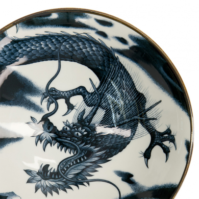 TDS, Japonism, Bowl Darkgrey, Ø 25.2 x 7.7 cm, Dragon - Item No: 18689