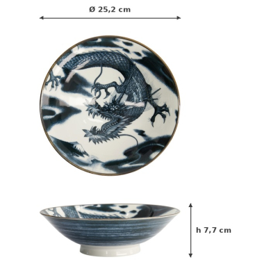 Schale Japonism Dragon Dunkelgrau, Porzellan, Ø 25,2 × 7,7 cm, Art.-Nr. 18689