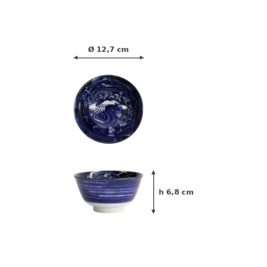 Schale Japonism Crane Blau, Porzellan, Ø 12,7 × 6,8 cm, 350 ml, Art.-Nr. 18755