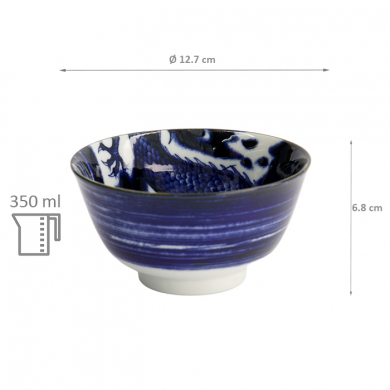 TDS, Japonism, Bowl, Blue, Ø 12.7 x 6.8 cm, Dragon - Item No: 18756