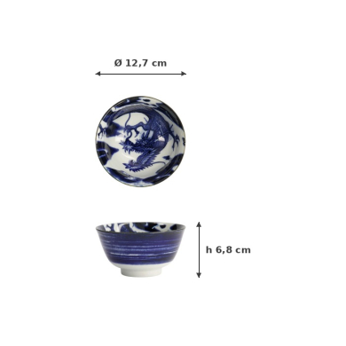 Schale Japonism Dragon Blau, Porzellan, Ø 12,7 × 6,8 cm, 350 ml, Art.-Nr. 18756