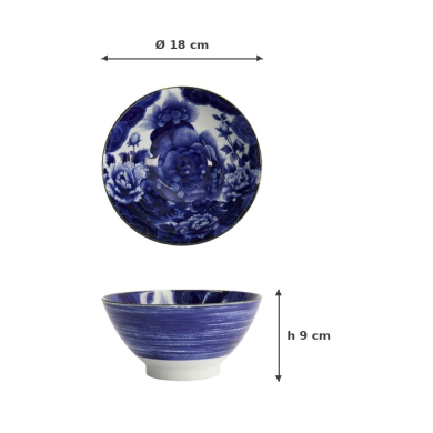 Reisschale Japonism Lion Blau, Porzellan, Ø 18 × 9 cm, 1 l, Art.-Nr. 18763