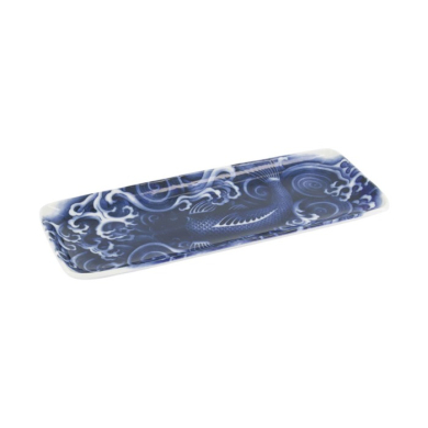 Servierplatte Japonism Carp Blau/Weiß, Porzellan, 28,5 × 14 × 2,5 cm, Art.-Nr. 18767